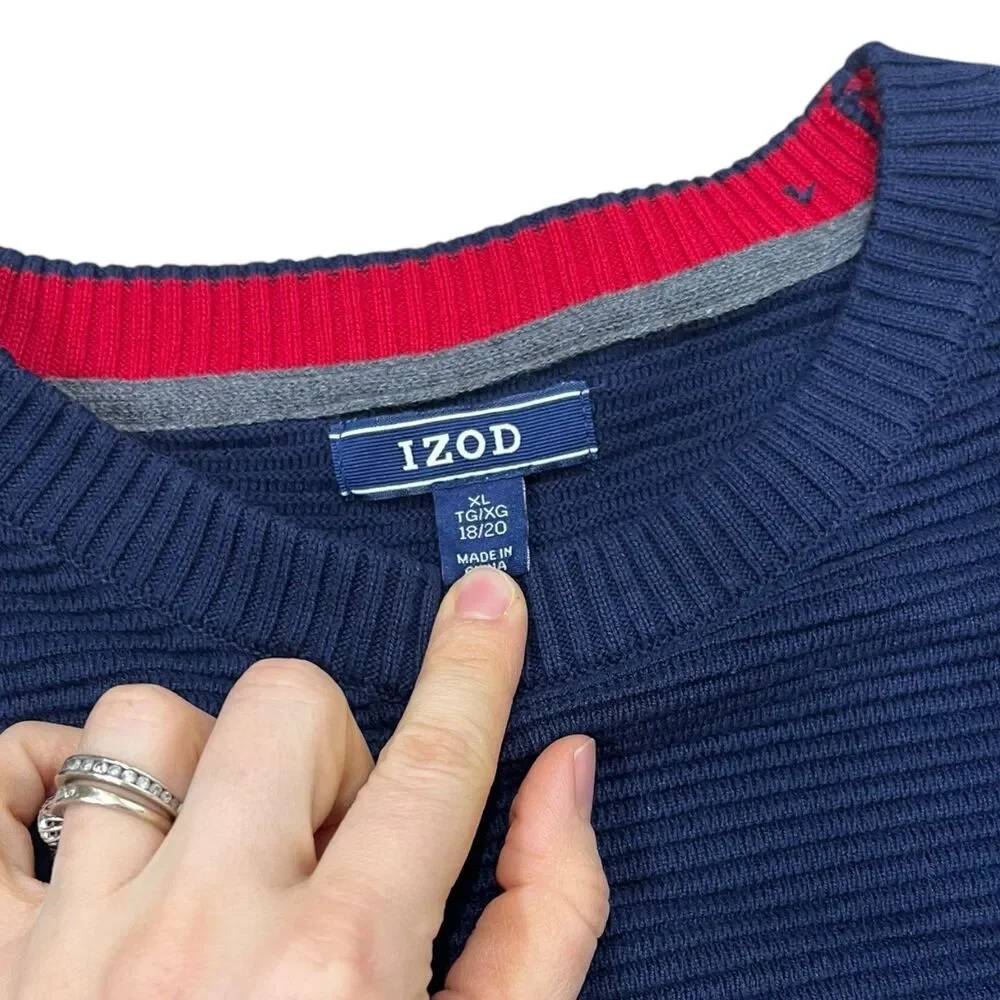 Izod Blue Ribbed Sweater Boys 18/20